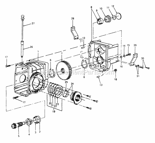 Transmission-Rear And Adapter Housings Diagram and Parts List for 2086 880001-899000, 14A-735-100, 146-735-100 Cub Cadet Lawn Tractor